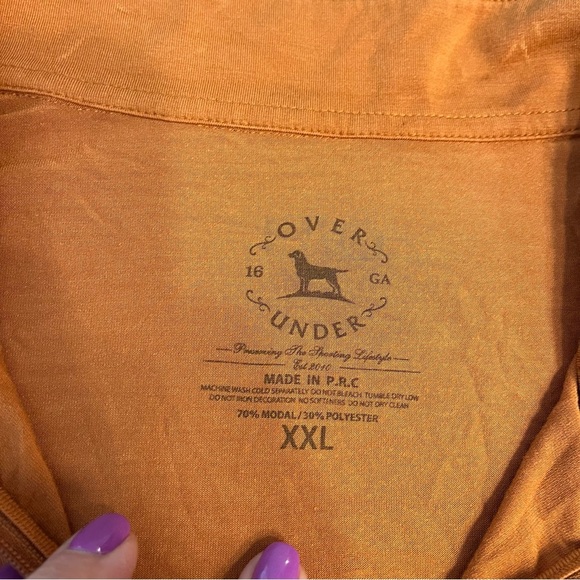 Men's Over Under Core Layer Hoodie Adobe Orange Quarter-Zip Shirt size XXL - Picture 3 of 6